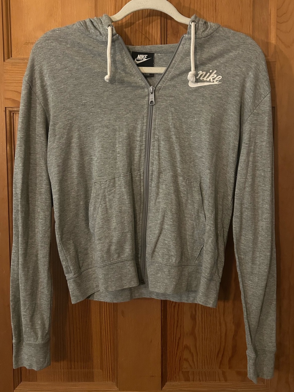 Nike Gray Zip Hoodie with Script Logo